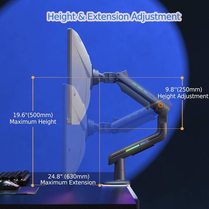Кріплення для монітора NB Ergonomic Ultrawide, до 60 дюймів, RGB, VESA 75/100, чорний