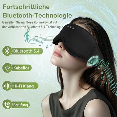 Маска для сну з навушниками Musicozy | 3D маска для сну з Bluetooth 5.4, м'яка бамбукова тканина, для подорожей та відпочинку