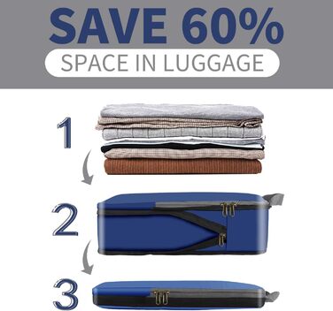 Набір компресійних органайзерів для одягу в подорожі Eono by Amazon, 4 предмети, темно-синій — сумка-пакувальник для валізи та рюкзака