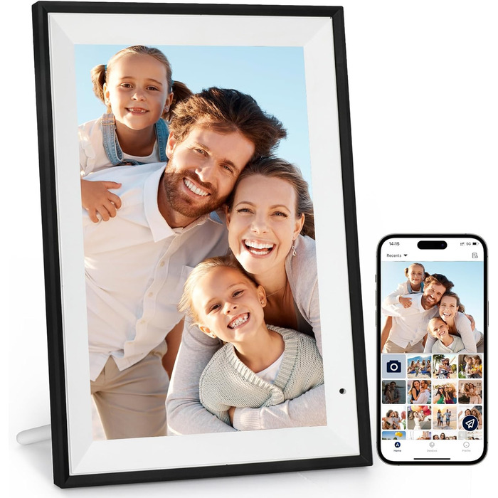 Цифровий фоторамка 10.1 дюйма, WiFi, 32GB, IPS сенсорний екран, HD 1280x800, автоматичне обертання, підтримка фото та відео, чорний