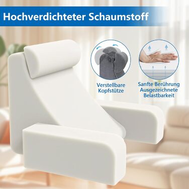 Підголовник для читання в ліжко/диван з підлокітниками та подушкою для голови, спинка для дорослих, V-подібний килимок знімним чохлом, килимок для читання/ігор/перегляду телевізора