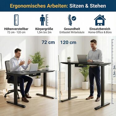 Електричний стіл Homall з регулюванням висоти, 2 мотори, підйом до 100 кг, телескопічний, пам'ять, захист від зіткнень (чорний)