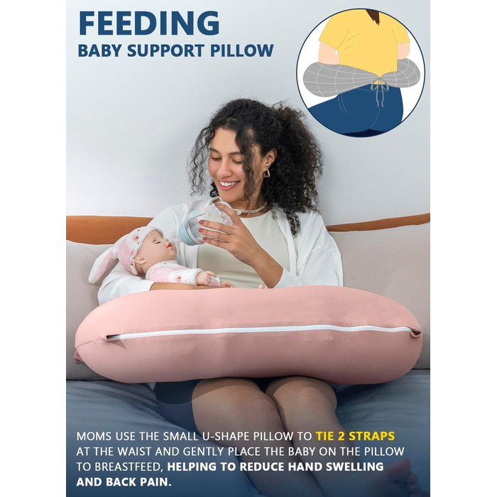 Подушка для читання INSEN, спинка для сидіння в ліжку, для читання, розслаблення, для дорослих, матерів та дітей, подушка для пресу, для ліжка (охолоджуюча бавовна-персик, Basic)