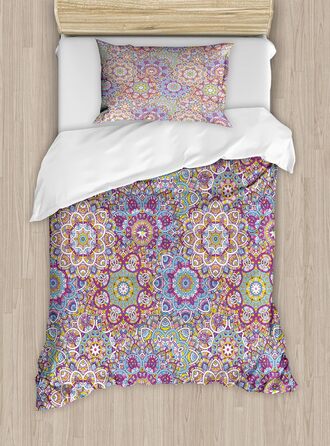 Набір підковдр ABAKUHAUS Lotus для односпальних ліжок, барвиста мандала Пейслі, захист від кліщів для алергіків підходить з наволочкою, (200 x 200 см - 70 x 50 см, різнокольорова)