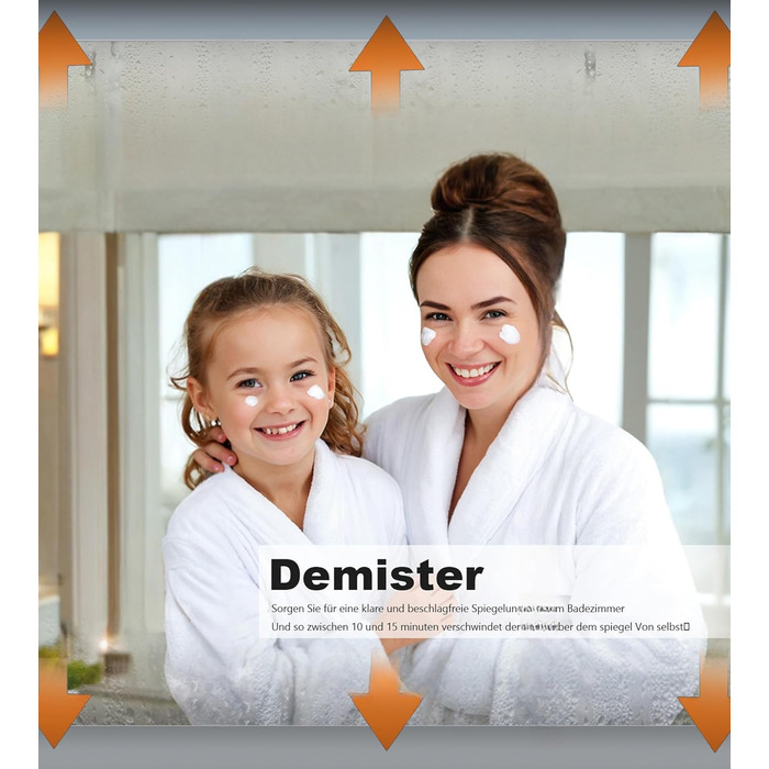 Дзеркало для ванної кімнати зі підсвічуванням SVNR, 70 x 50 см, LED, з 4 мм дзеркалом без вмісту міді, подвійне сенсорне керування, антизапарник, регулювання кольору світла (3000K-6400K), Smart-дзеркало з лупою 5x та розеткою для гоління