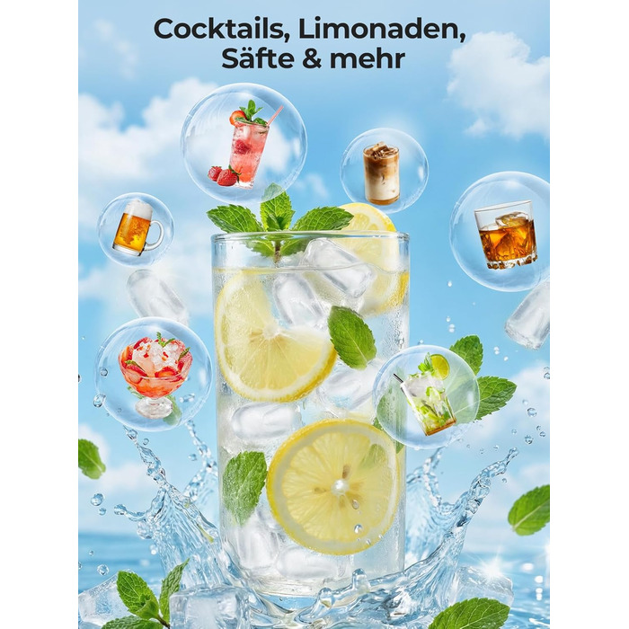 Льодогенератор Fohere портативний з ручкою, 14 кг/24 год, кулі 9 шт за 5 хв, 2 розміри, самоочищення, для дому, кухні, офісу, кемпінгу, вечірок