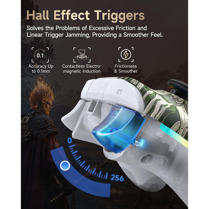 EasySMX X15 Бездротовий геймпад для ПК з RGB підсвіткою, аналоговий джойстик та тригери, Bluetooth для PC/Switch/Android/iOS