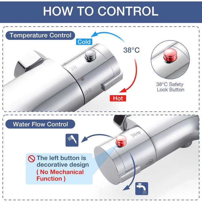Змішувач для ванни з термостатом, дощова лійка для душу, хром. Змішувач для ванни з термостатом для 2 споживачів