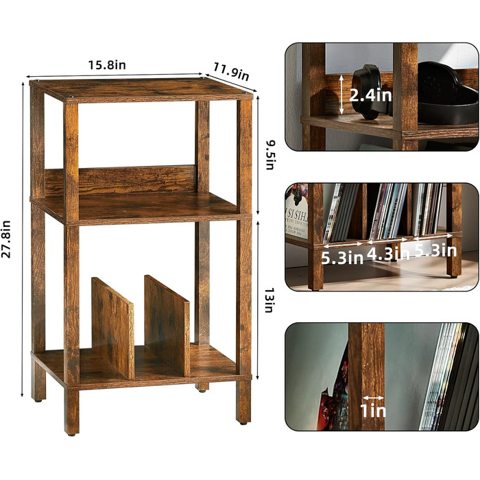 Столик для принтера LELELINKY на колесах, 2-ярусний мобільний стенд, коричневий (52,5 x 40 x 36 см)