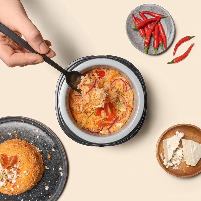 Міні рисоварка Reishunger 0.3L - для 1-2 порцій, керамічне покриття, чорний