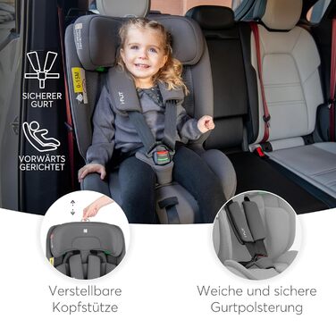 Автокрісло KikkaBoo i-Size i-FLIT 9-36 кг ISOFIX, Група 1/2/3, 15 міс. - 12 років, SPS, Top Tether, регульована підголовник, темно-сірий
