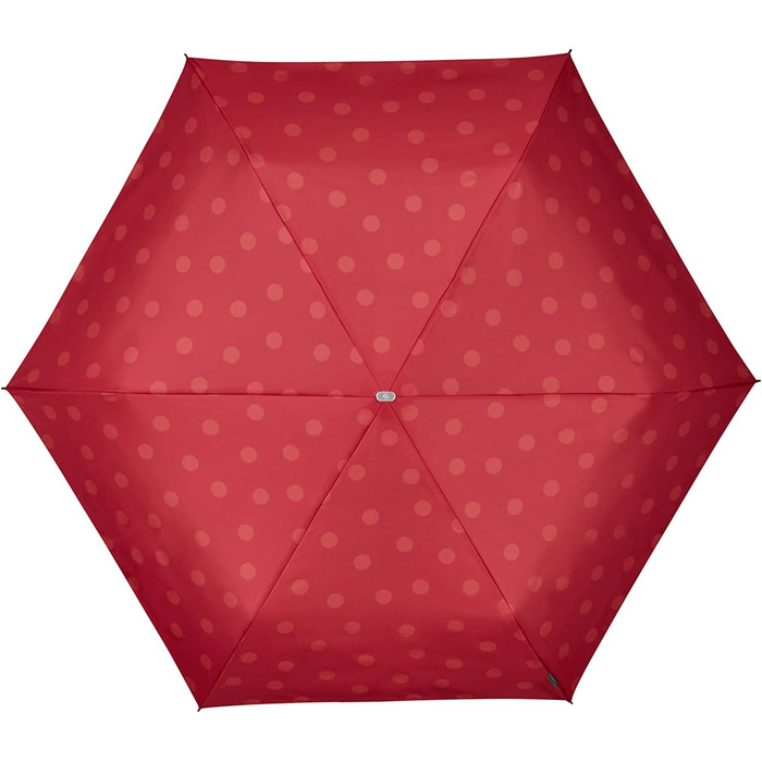 Секційна ручна міні плоска парасолька, 23 см, чорна (Sunset Red Polka Dots), 3-