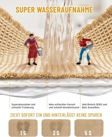 Набір килимків для ванної кімнати, антиковзаючі, бохо-стиль, 2 шт. (51x120 см + 41x61 см), коричнево-білі