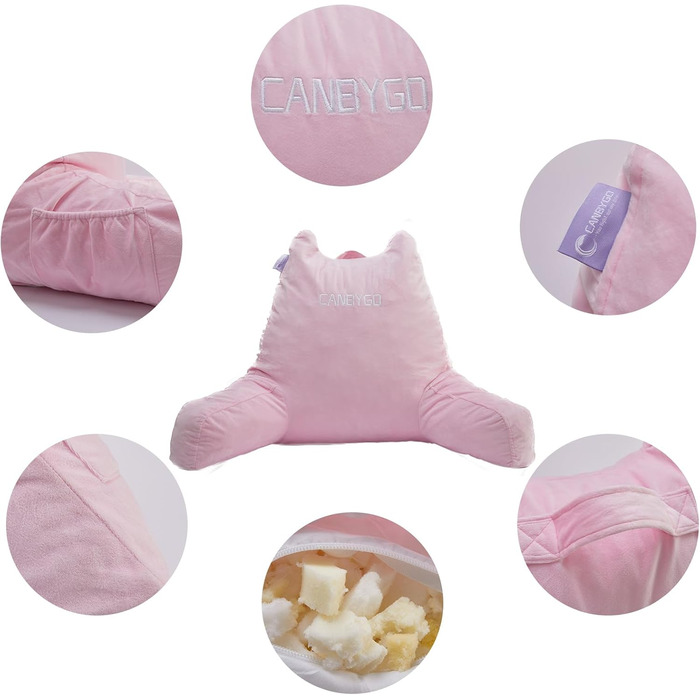 Крісло-мішок Canbygo для читання з підлокітниками, з піною з пам'яті, для читання, роботи та ігор, знімний чохол (Рожевий)