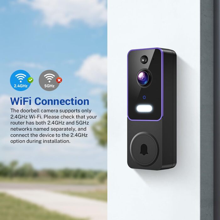 Blazique Smart Video Doorbell - Бездротова відеодзвінок з AI-розпізнаванням, 2.4G Wi-Fi, нічне бачення, двосторонній аудіо, хмарне сховище