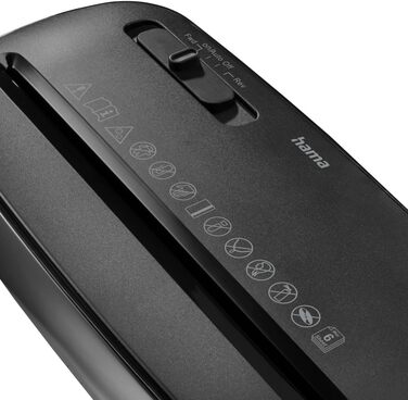 Електричний шредер для документів Hama, професійний, для дому та офісу, 6 листів, безпека 2 (DSGVO), 8 л, безпосередній завантаження