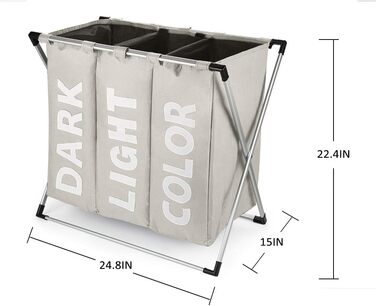 Сортувальник для білизни Oxford Trio з 3 відділеннями, 102L, тканинний, складаний, для дому