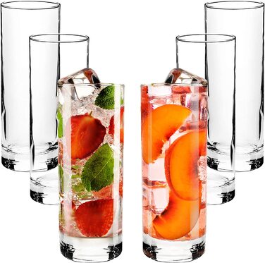 Набір склянок CRYSTALIA Luxus Longdrink (6 шт., 360 мл) – без свинцю, для миття в посудомийній машині. Ідеально для коктейлів, напоїв та води. Високі келихи Long Drink, Collins, Highball.
