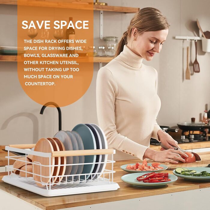 Сушарка для посуду BRIAN & DANY з піддоном, 42x30x15 см, біла