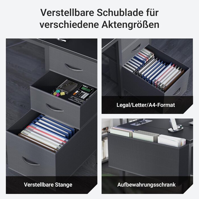 Комп'ютерний стіл Claiks з 3 шухлядами, 100x60 см, з розетками та USB, для дому та офісу, чорний