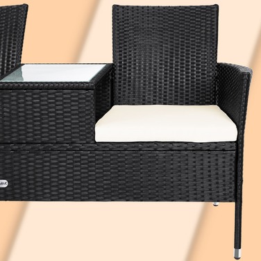 Лавка для кіно з поліротанга чорна 143x55x88см