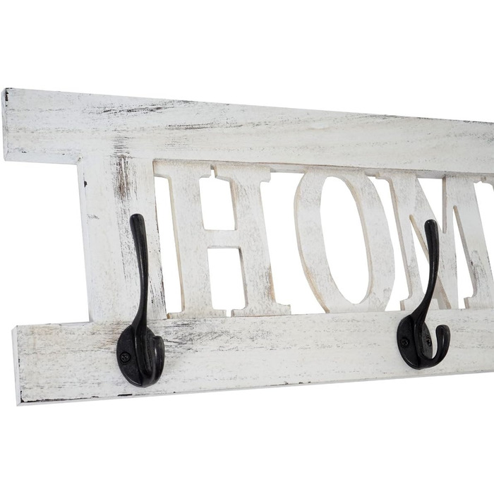 Набір настінних вішалок для одягу Mendler HWC-C60 HomeFamily Coat Rack Panel, Shabby-Look Vintage - (Білий, Потертий, 21 x 60 x 7 см)