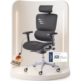 Ергономічне крісло Galahad Merlin (чорний) - офісне, для ігор, 150 кг | Крісло для роботи та дому