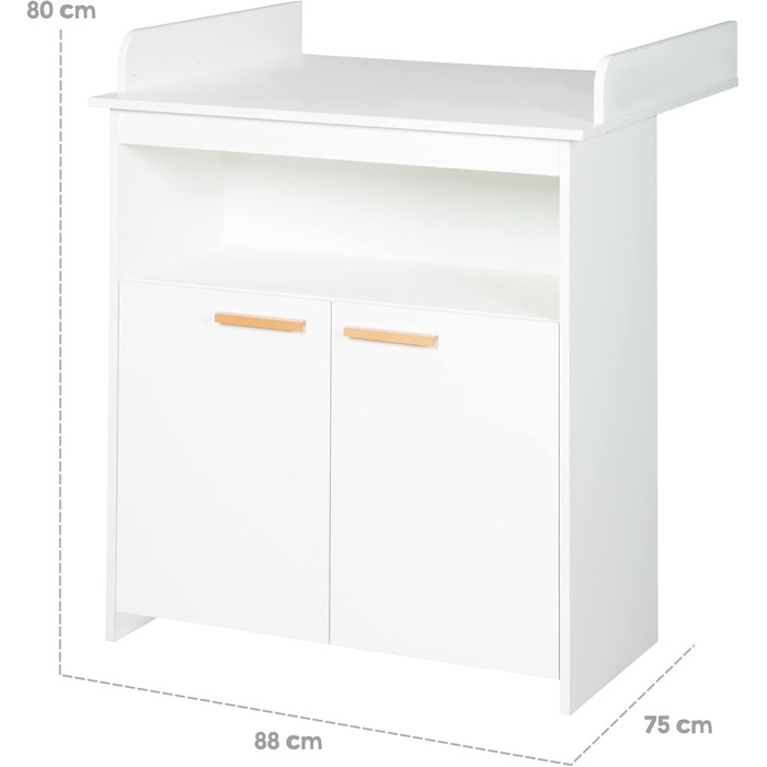 Комплект для дитячої кімнати Roba 'Антон' білий: пеленальний столик з 2 дверцятами, 1 поличкою, висота 90 см, пеленальний вкладиш