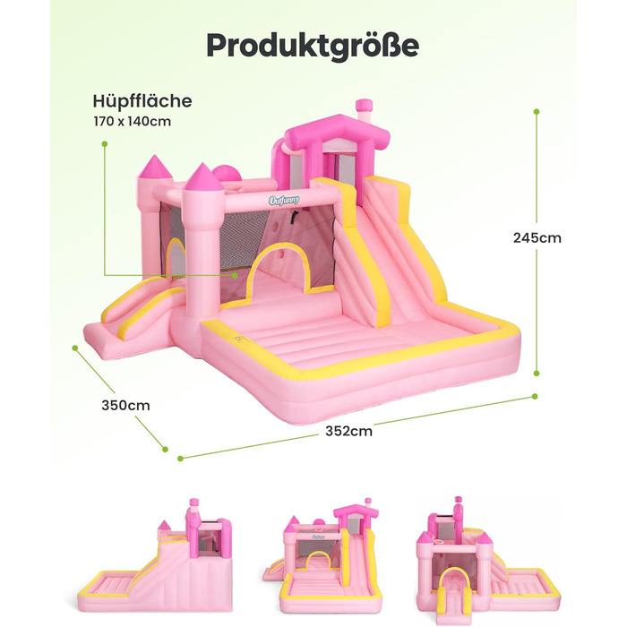 Надувний замок для дітей великого розміру з гіркою (рожевий)