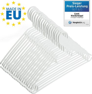 Вішалок з білого пластику, поворотний гачок, 41 см, пластик, 50 шт. , виготовлено в ЄС, 100 перероблено, модель Lea, 50