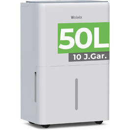 Електричний осушувач повітря 12L з таймером, для підвалів та приміщень до 122м³, з фільтром та 1м шлангом, 10 років гарантії, 50л/день