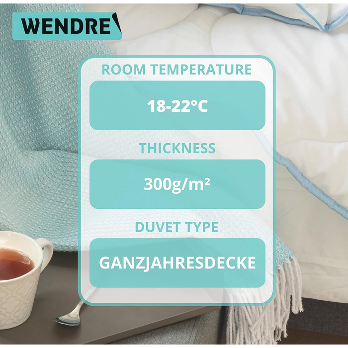 Пухова ковдра 135x200 см – середньої теплоти, мікрофібра, сертифікат Oeko-Tex, для алергіків, дихаюча, виготовлена в ЄС, пральна, ковдра 135x200