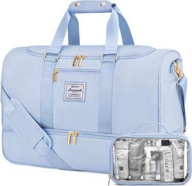 Спортивна сумка LOVEVOOK: дорожня, для вихідних, з відділенням для взуття та мокрих речей, водонепроникна, для пляжу, сауни, ручної поклажі, зелена (M, світло-блакитний)