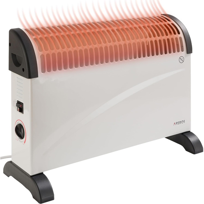 Конвектор Arebos 2000 Вт 3 режими нагріву Регульований термостат Енергозбереження може використовуватися як окремо стояча одиниця Обігрівач з функцією антифризу Білий