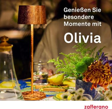 Zafferano Olivia Pro: портативна лампа з регулюванням яскравості, золото, 35 см
