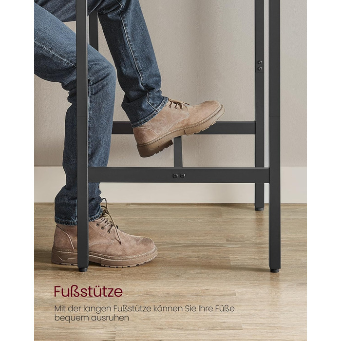 Столик барний VASAGLE, кухонний, для вітальні, 60x60x106 см, сталевий каркас, індустріальний дизайн, вінтажний колір, проста збірка LBT035K01