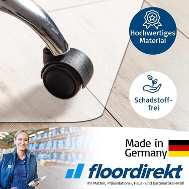 Килимок для захисту підлоги Floordirekt - антиковзаючий, стійкий до подряпин, молочно-білий. Захист для ламінату, паркету, твердих підлог (114 x 120 см)