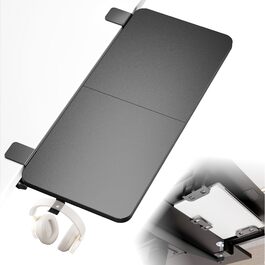 Підставка для ноутбука на стіл ергономічна, 700x300 мм, з підставкою для клавіатури та регульованою підлокітником, чорна | Розширювач столу для дому та офісу