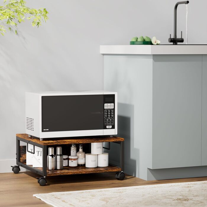 Стійка для принтера IBUYKE з 2 ярусами, коліщатками, коричнева. Підходить для офісу, дому, книг, сканера, факсу. Модель TLJ008H