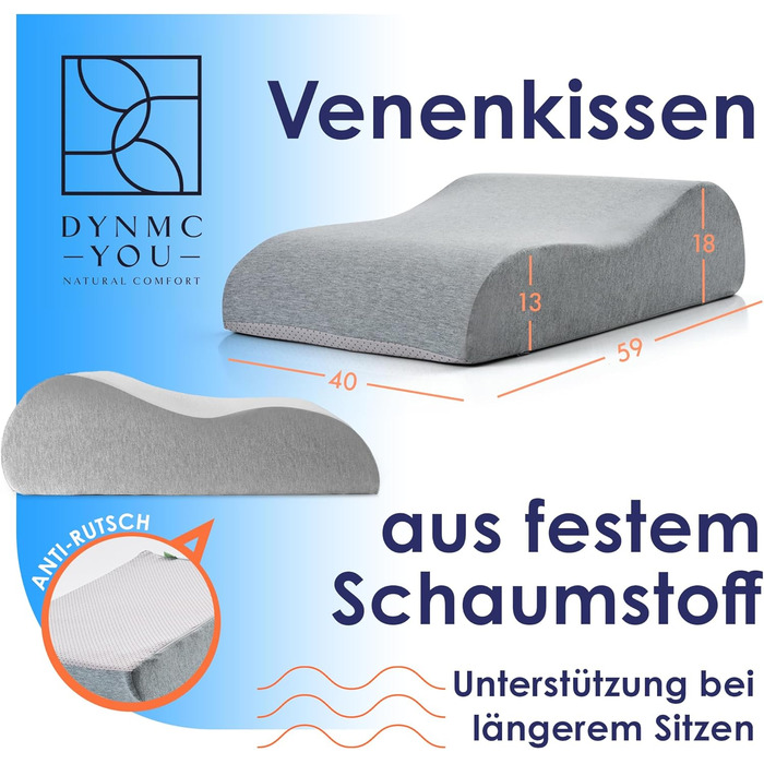 Подушка для ніг DYNMC - ортопедична, для підняття ніг, з підтримкою, екологічна, сертифікат Oeko-Tex, для дорослих, ідеальна як підніжка для ніг та подушка під ноги, розмір S (18см)