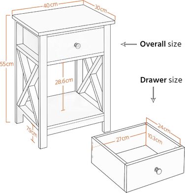 Журнальний столик Yaheetech з шухлядою та полицею, білий, для вітальні та спальні, скандинавський дизайн