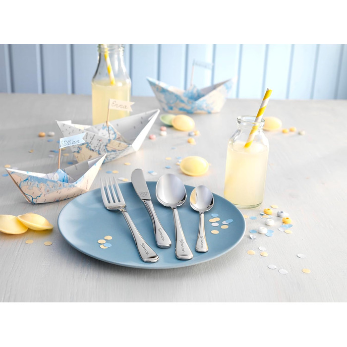 Набір дитячого столового приладдя ZWILLING Kinderbesteck-Set, 4-частинний, з кольоровими мотивами лицарів, для дітей від 3 років, нержавіюча сталь 18/10, сріблястий, упаковка без пластику