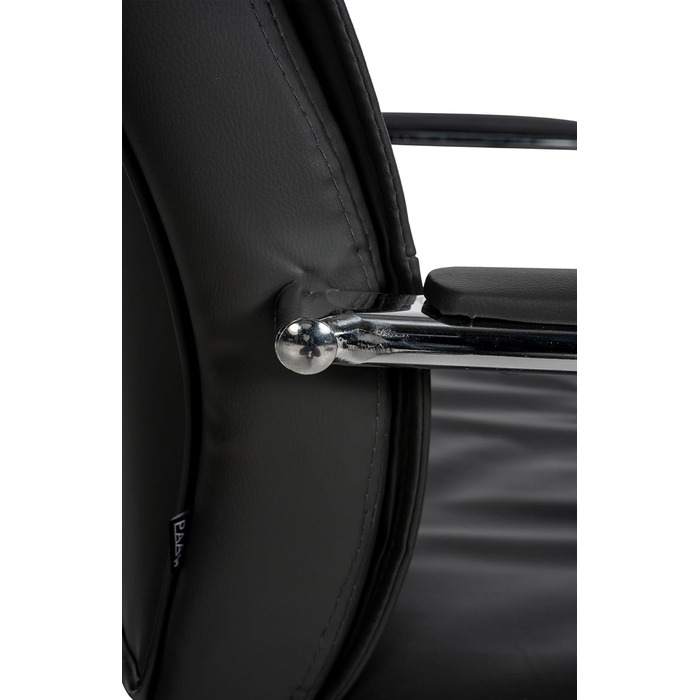 Стілець офісний Sievert з м'якою спинкою та оббивкою зі штучної шкіри, сірий | Конференційний стілець з підлокітниками