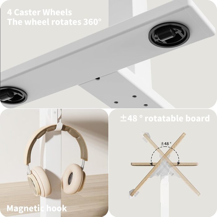 Регульований столик для ноутбука ETHU: мобільний, багатофункціональний, з нахиленою поверхнею, на колесах, для офісу та дому (дуб, коричневий)