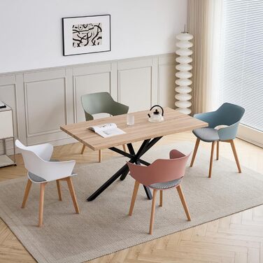 GrandCA HOME Кухонні стільці, набір 8 шт., зелені, з масивними дерев'яними ніжками, для кухні, вітальні, спальні