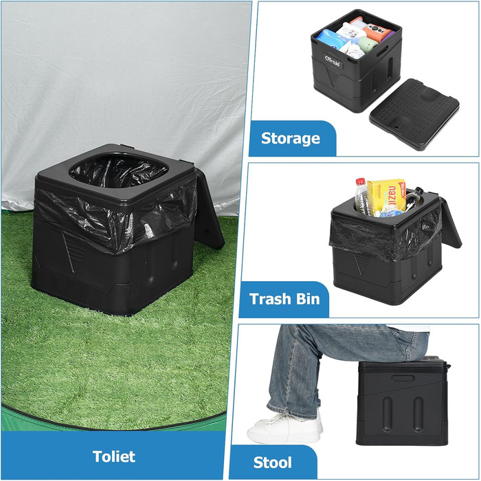 Розкладне туристичне туалетне сидіння OTRAKI - мобільний туалет для кемпінгу, фестивалів та подорожей (12 пакетів)