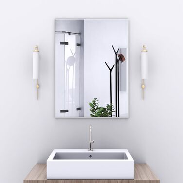 Дзеркало для ванної кімнати WONSTART 81.3 x 61 см біле з алюмінієвою рамою, для монтажу над умивальником, сучасний дизайн, підходить для ванної, спальні, передпокою