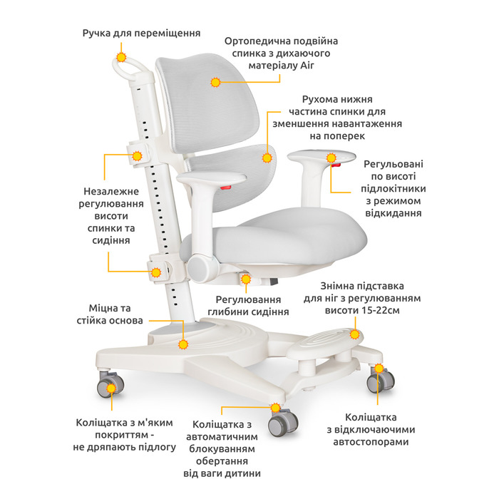 Дитяче крісло Mealux Space Air Grey (арт.Y-609 G)