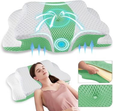 Ортопедична подушка для шиї з Memory Foam, регульована, ергономічна, для комфортного сну, без запаху, контурна, для сну на боці