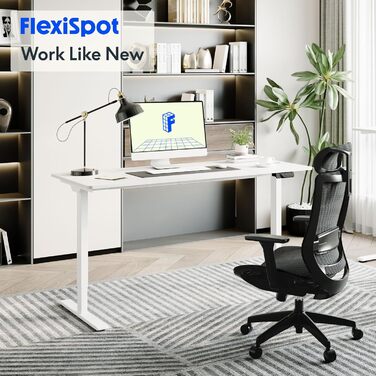 Електричний стіл FLEXISPOT з регулюванням висоти 140x70 см, 2 двигуни, функція пам'яті, білий